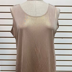 Chico’s Liquid Shimmer Antique Gold Tank Sz 2 Larg